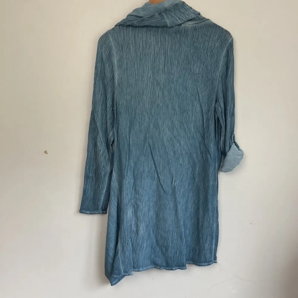 Soft Surroundings | Blue Asymmetrical Hem Cowl Neck Top sz large - Image 7