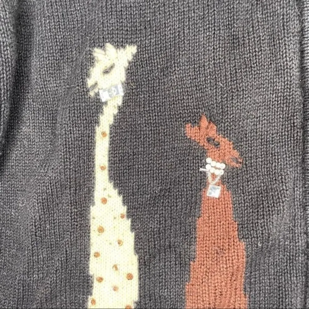 Designers originals sequin beaded giraffe safari zip up sweater cardigan large Orange - Image 3