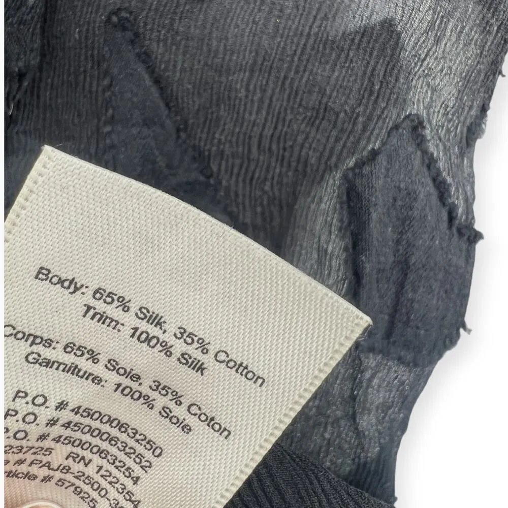 Aritzia Wilfred | XXS | Lourdes Jacquard Silk Blouse Top Sheer Ruffle Neck Black - Image 6