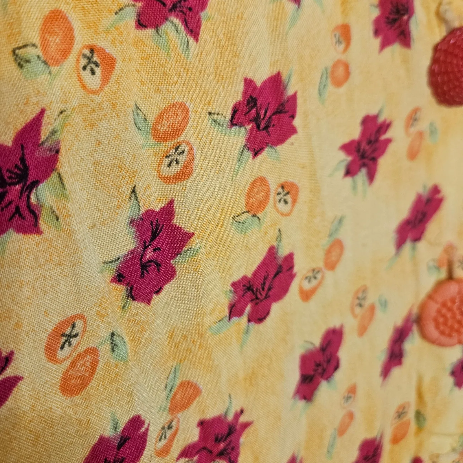 Dressing Clio Vintage Dress Yellow Red Size Medium M Floral Flower Summer Spring - Image 6