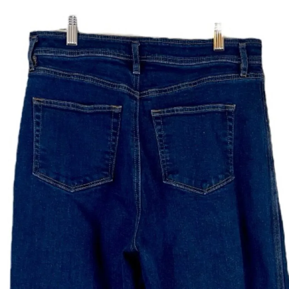 LOFT Jeans High Waist Wide Leg 11” High Rise Crop Dark Wash Women’s Size 6 - Image 4