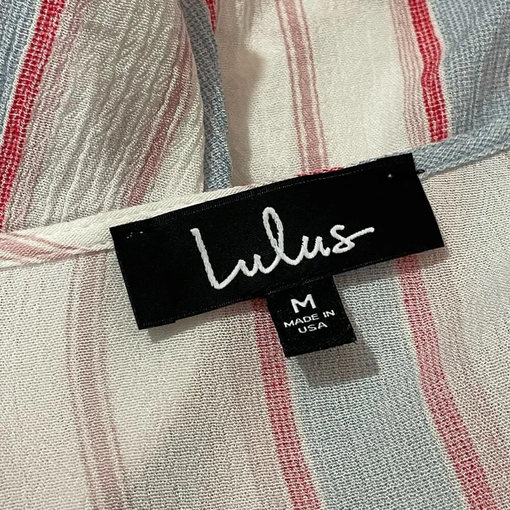 Lulus  Pippi Pink Striped Tie-Front Bell Sleeve Top - Medium - Image 9