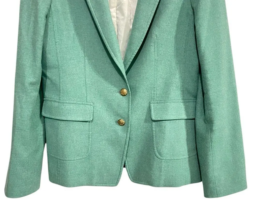Banana Republic Mint Green Wool Blend blazer size 12 elbow patches - Image 4