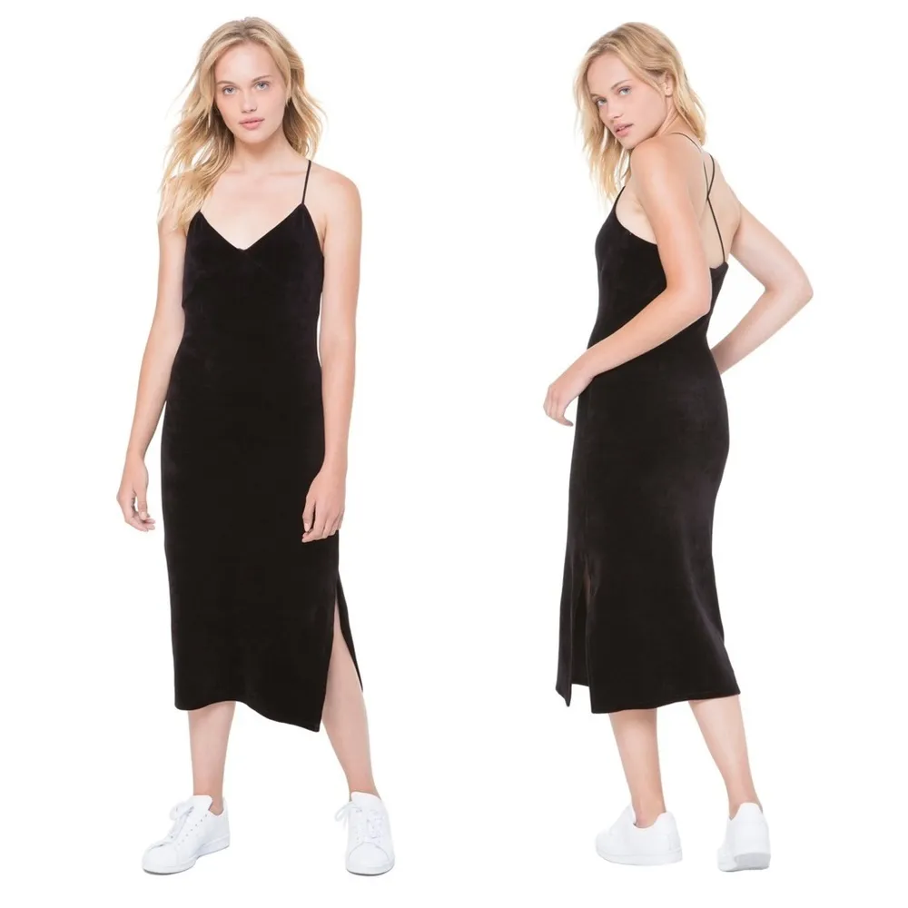Juicy Couture • Stretch Velour Cross Back Slip Dress midi black velvet strappy - Image 11