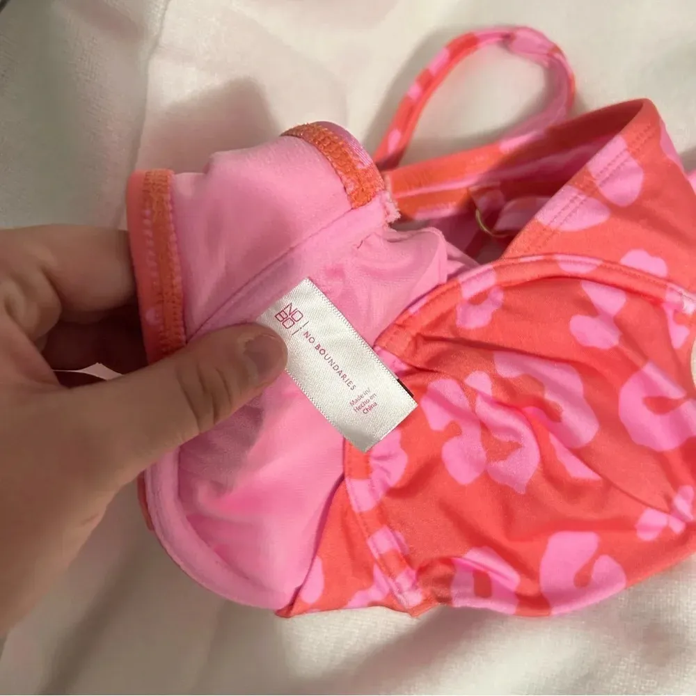 No Boundaries Womens Size Small S Bathing Suit Bikini Top Red Pink Beach Summer - Image 5