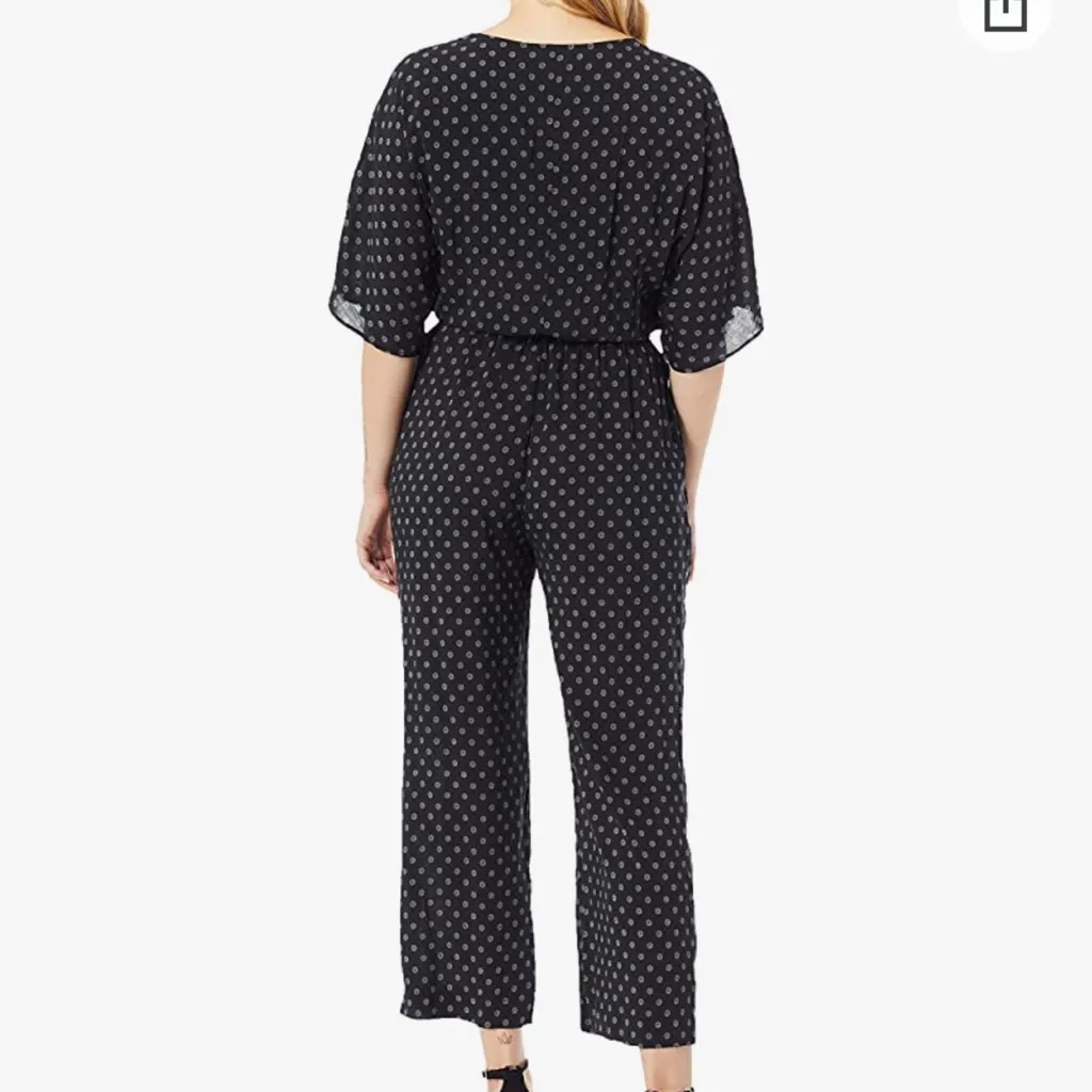 Anthropologie Paige‎ Vanette Polka-Dot Printed Cropped Jumpsuit Black Small - Image 2