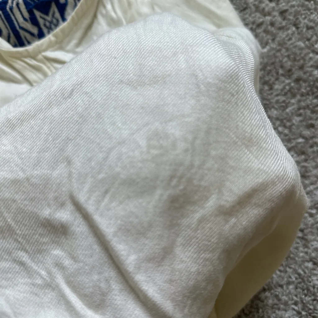 Judith March Cream dress with Blue Embroidery and Colorful Tassels - Image 14