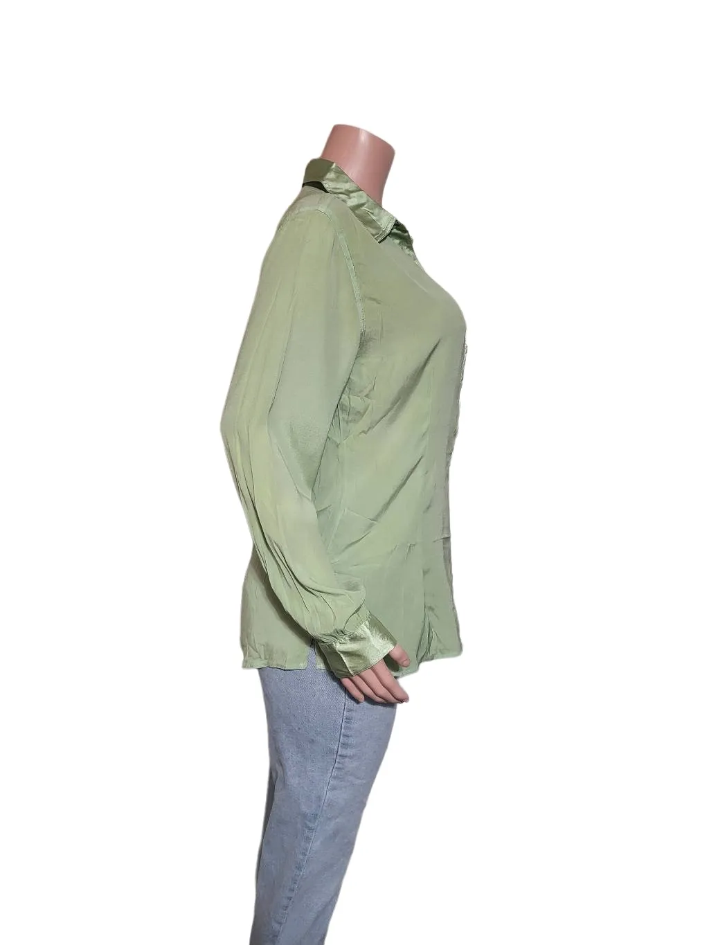 Pulp women's long sleeve half button pop over lettuce henley loose shirt M Green Size M - Image 3