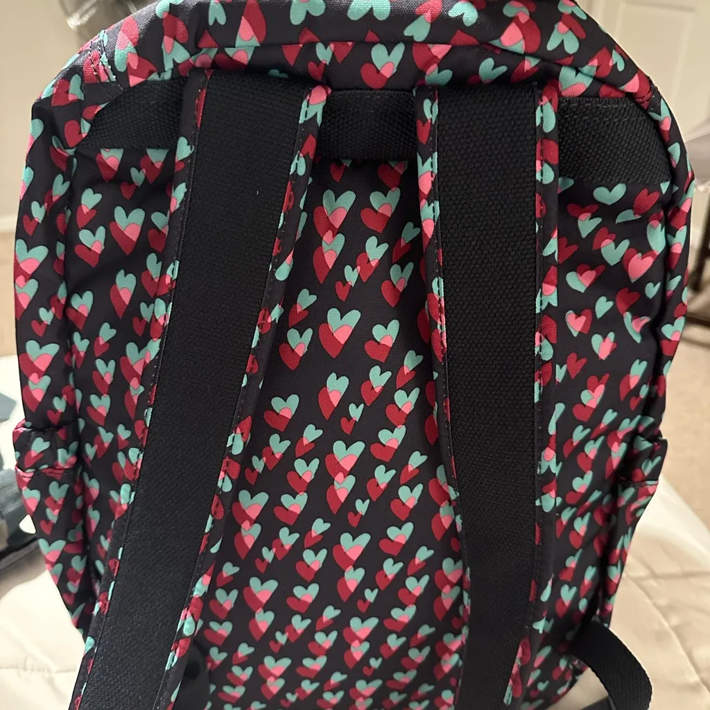 Kipling Heart Patterned Backpack Pink - Image 4
