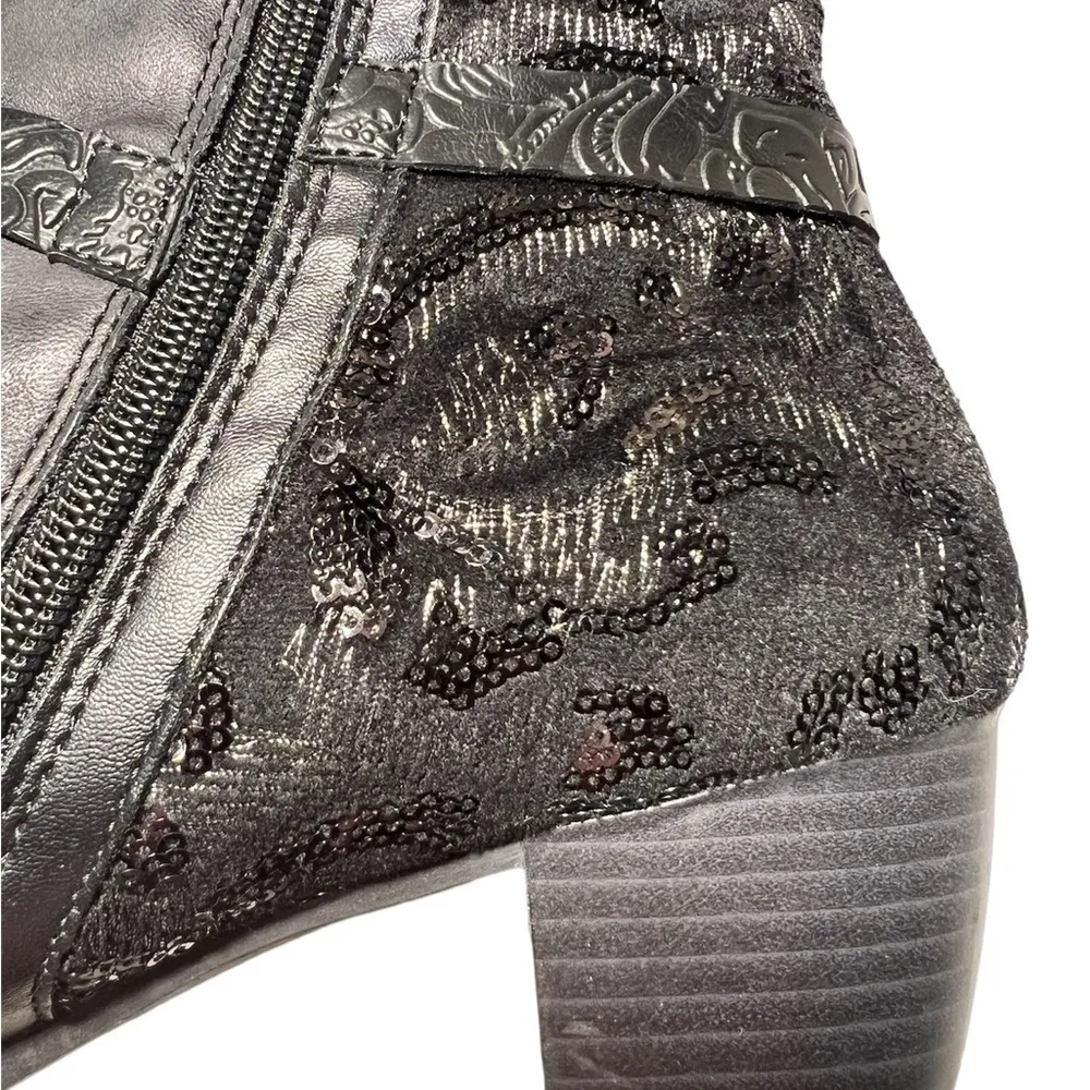 Remonte cowgirl western black boots, booties‎ size 10.5 - Image 8