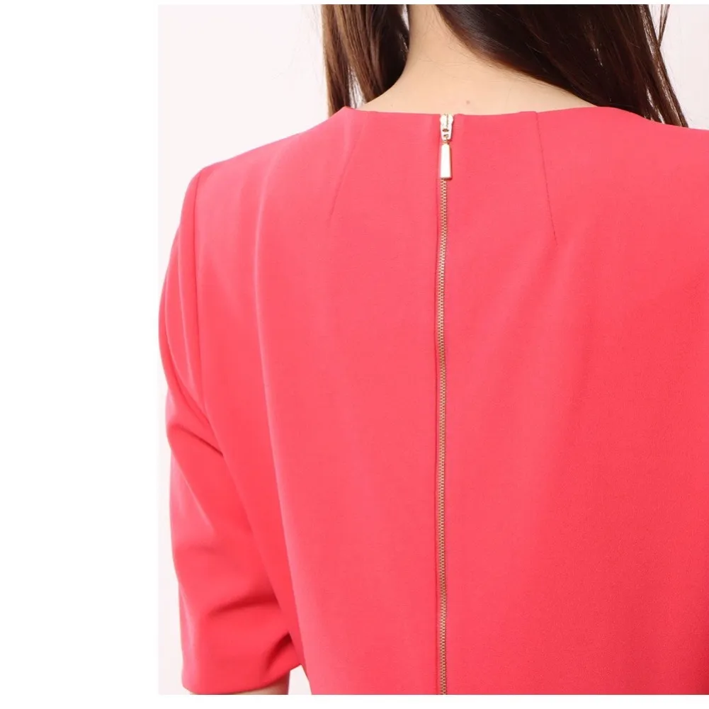 NWT Calvin Klein  logo tape Sheath Dress In watermelon pink SZ-14 - Image 6