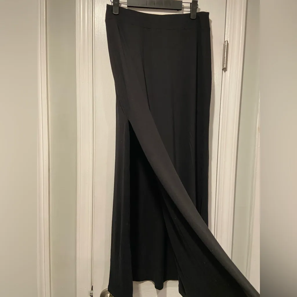 Joe B Size L Black Pull On High Double Slit Stretchy Flowy Maci Skirt - Image 4