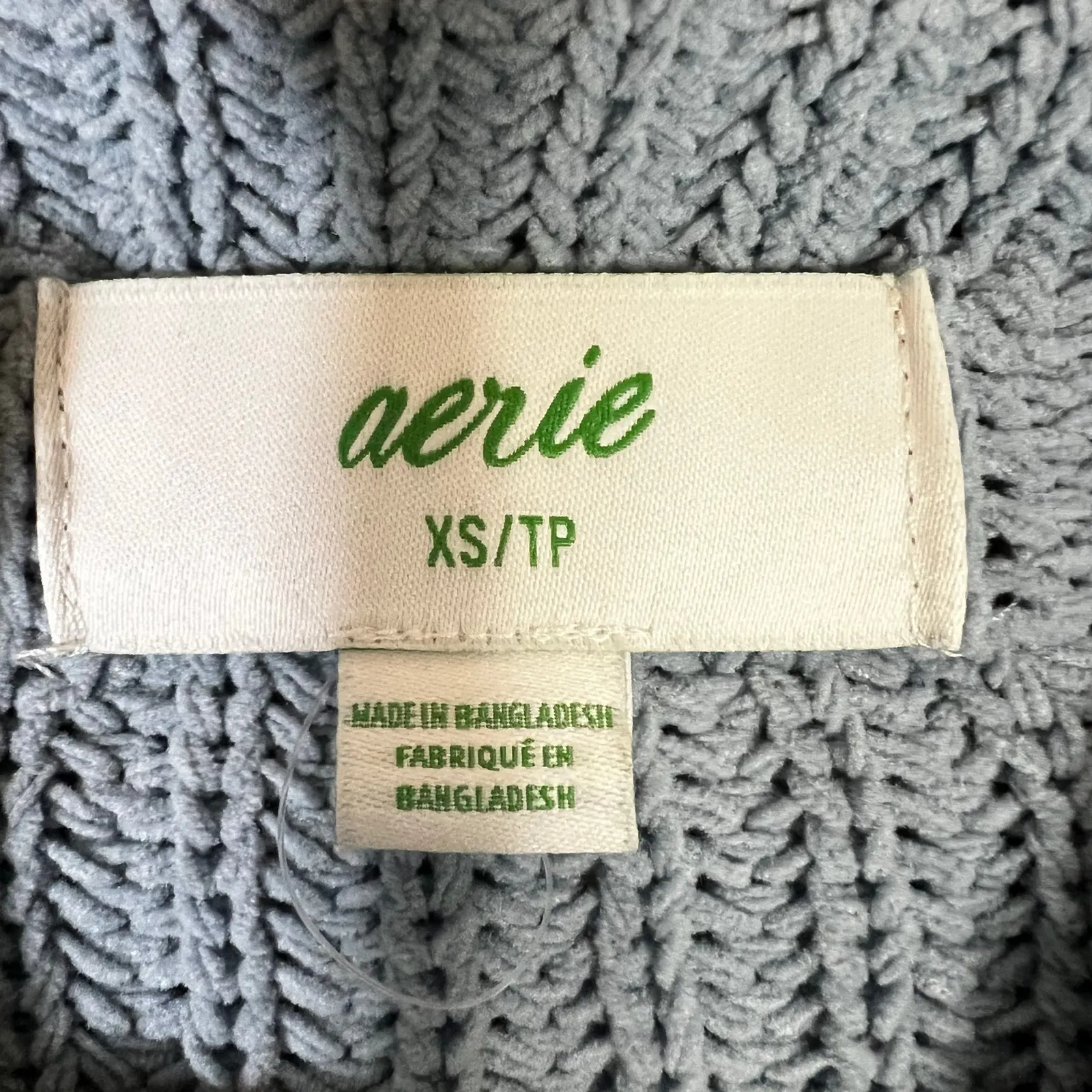 Aerie Oversized Sweater Womens XS Blue Mock Neck Waffle Knit Drop Shoulder Cozy - Image 6