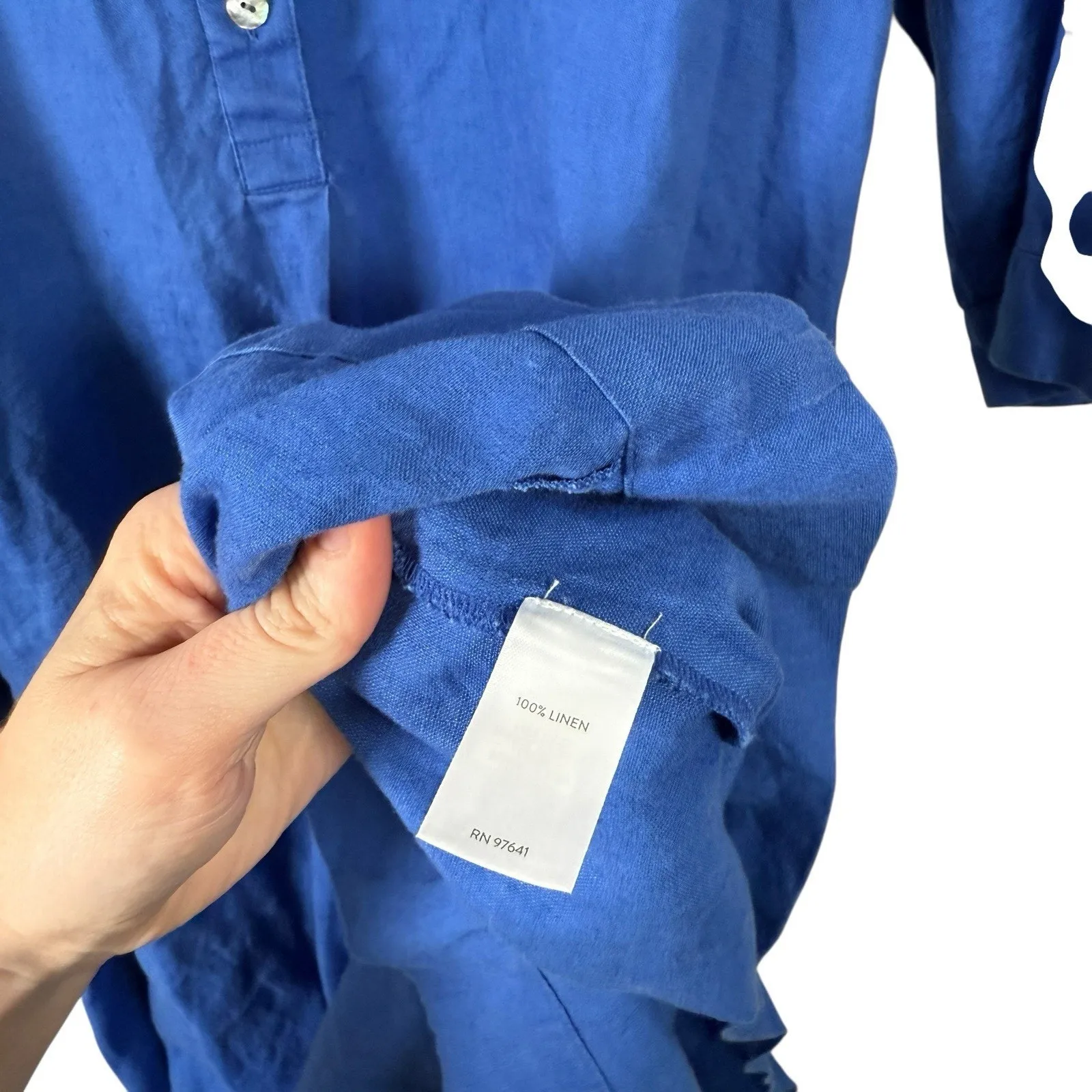 J Jill Love Linen Blue Midi Dress Pockets Coastal Lagenlook Womens Small - Image 5