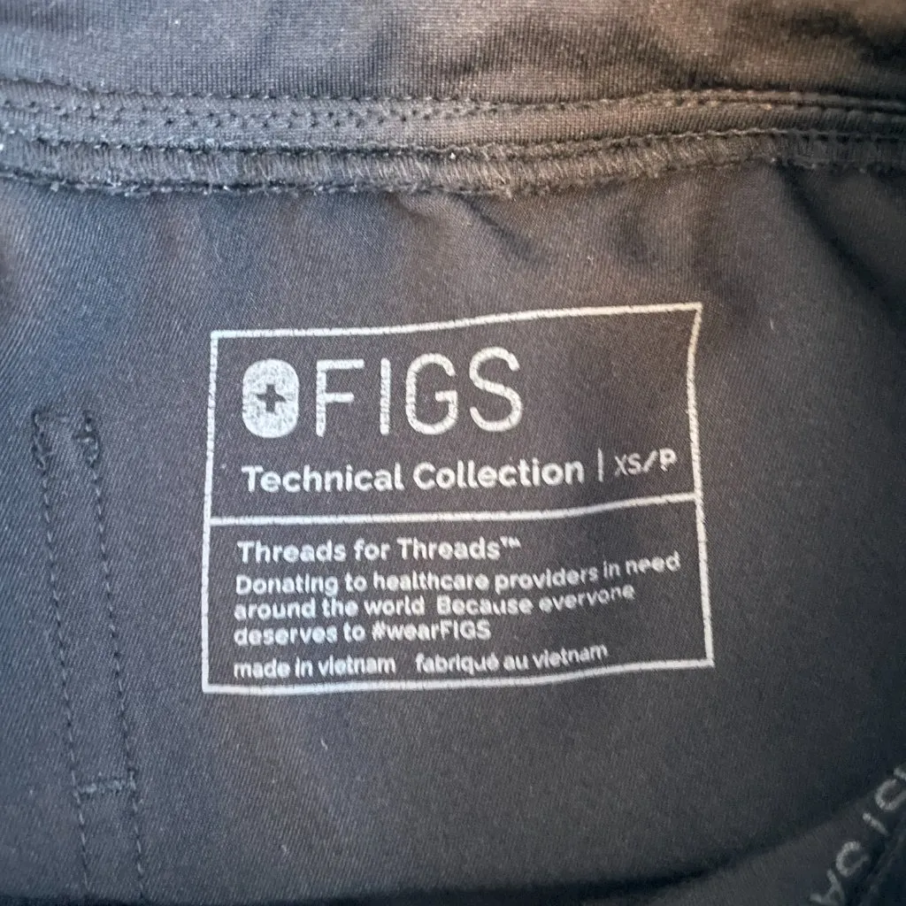 Figs Women Petite XSP Black Zamora Jogger Scrub Pants Pockets Yoga Waistband - Image 8