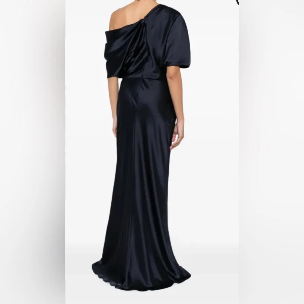 Amsale Midnight Blue One Shoulder Gown Size 6 - Image 15