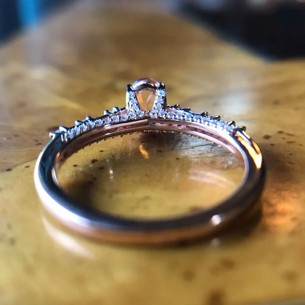 Natural Morganite Moissanite Sterling Silver Ring Size 9 Pink - Image 5