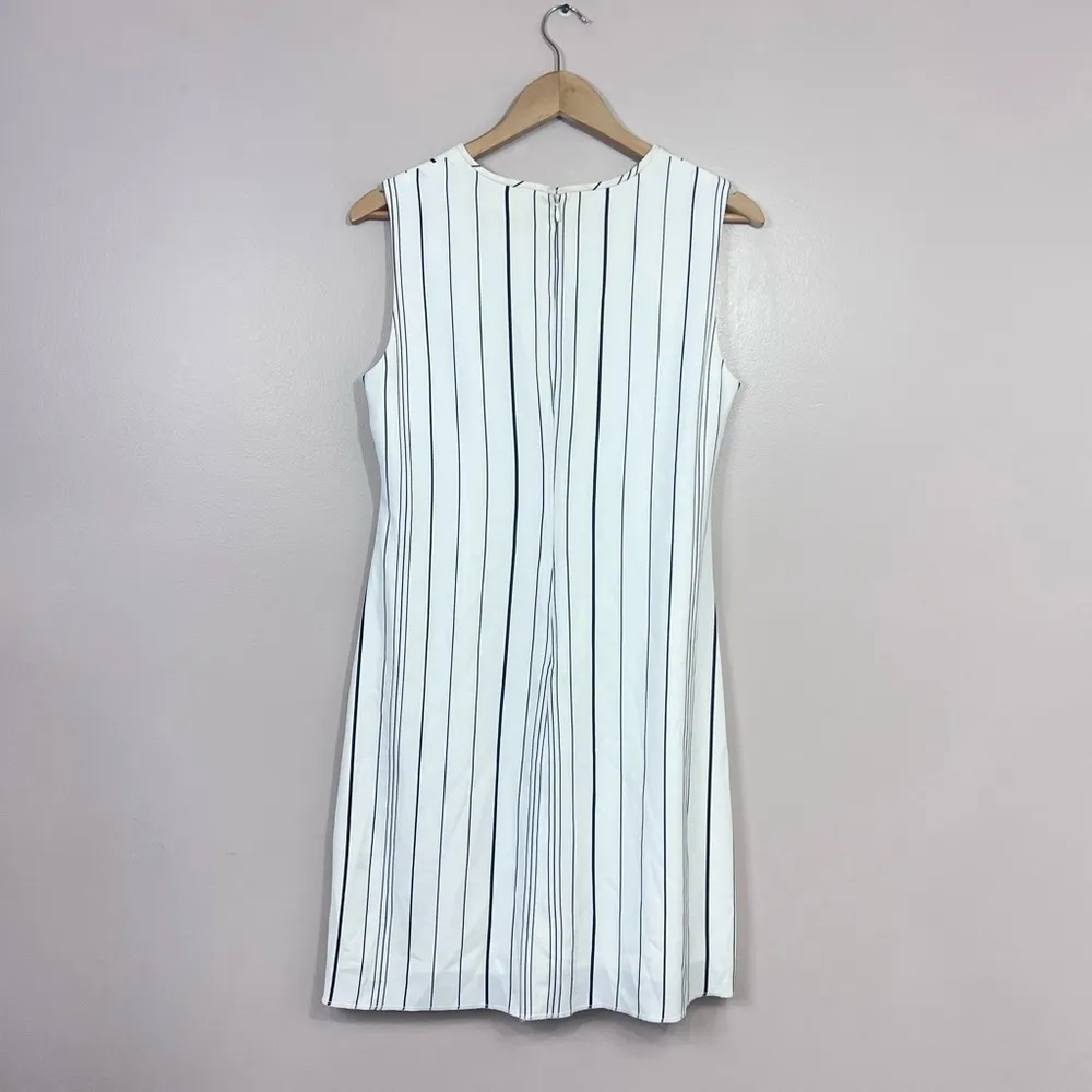 Calvin Klein Crew Neck Sleeveless Women's Shift Dress White Stripes Size 8 - Image 4