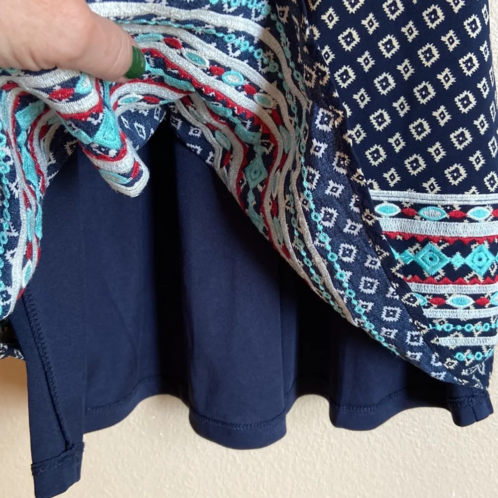 THML Size Small Sleeveless Embroidered High-Neck Knee Length Boho Shift Dress - Image 9