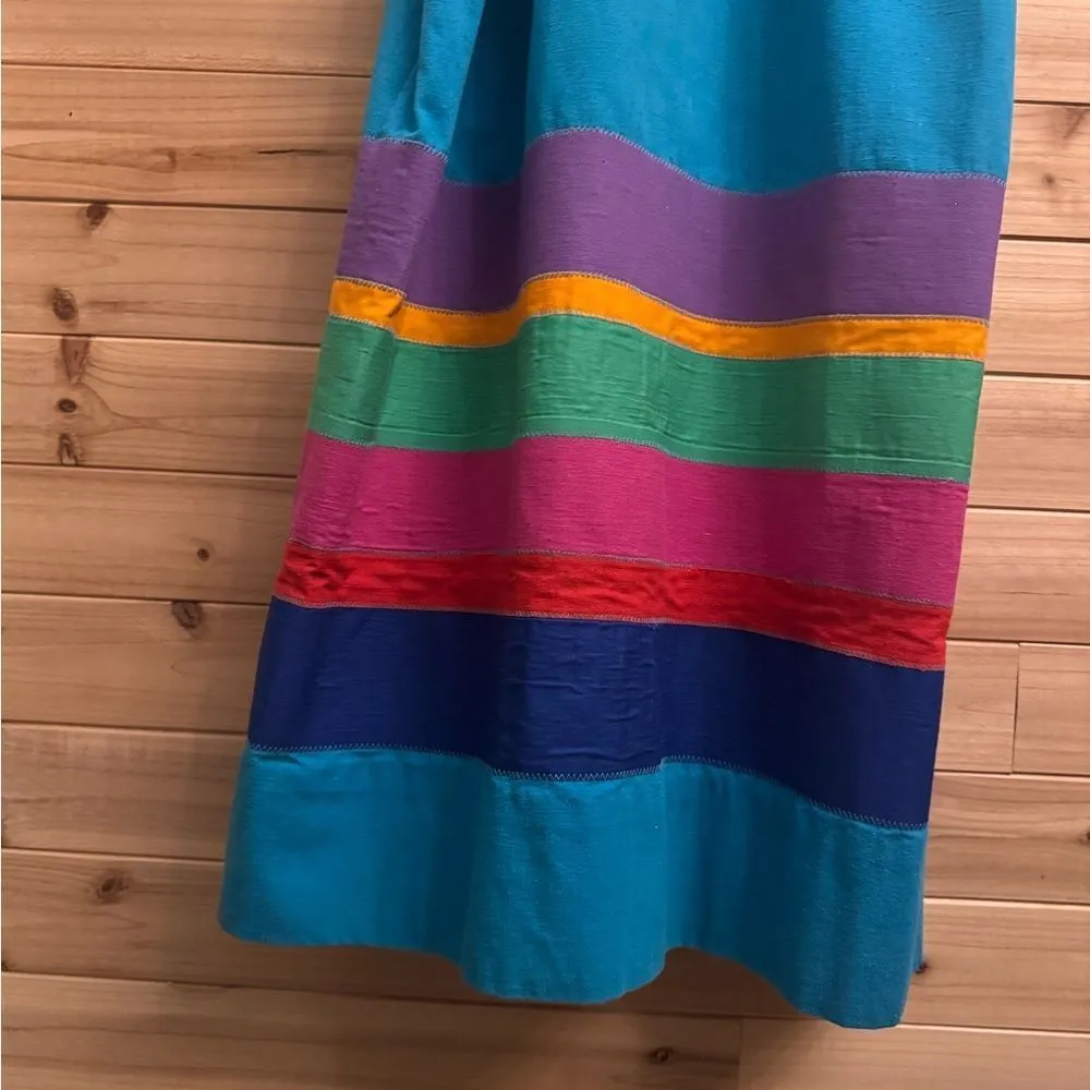 Vintage 70’s Youth Guild Size Large Unisex Colorful Colorblock Full Length Robe Blue - Image 12
