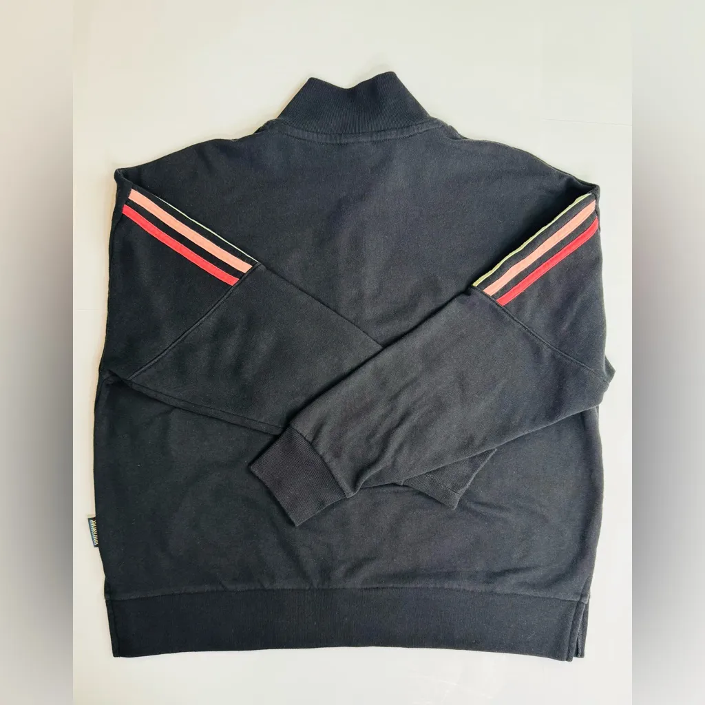 PINK Victoria's Secret Quarter Zip Rainbow Stripe Sleeve Sweatshirt Black Size M - Image 6