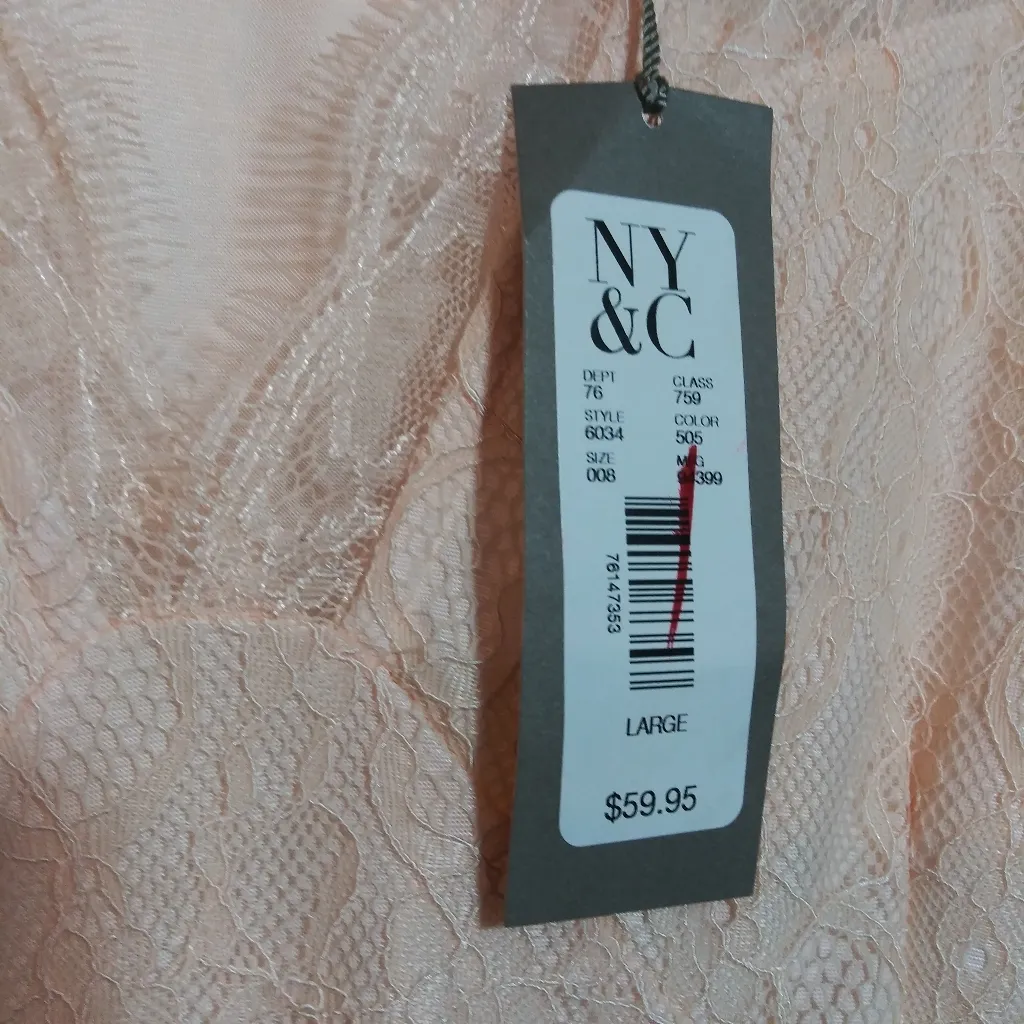 Eva Mendes Deep V Neck Lace Bodysuit Peach Long Sleeve Size L Pink Size L - Image 7