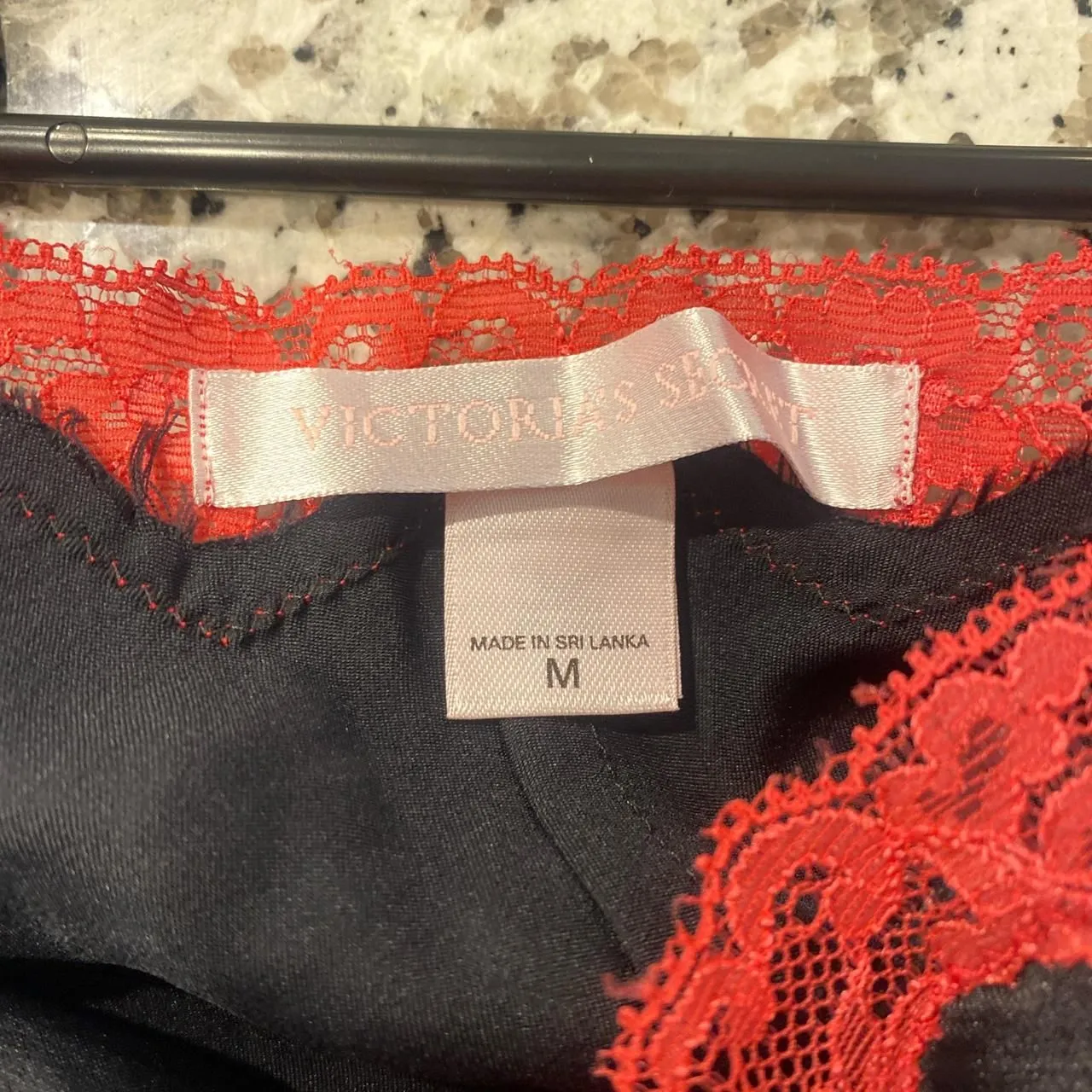Victoria's Secret red lace lingerie mini slip dress with slit Black Size M - Image 2