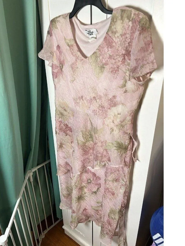 Miss Dorby Women's Short Sleeve Cottagecore Fairycore Floral‎ Maxi Dress Sz 12P Pink - Image 8