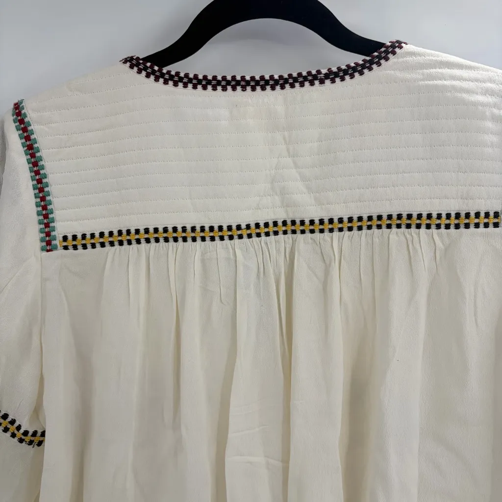 Ba&sh Cream with Embroidered bohemian peasant Accents top blouse size small 6 - Image 10