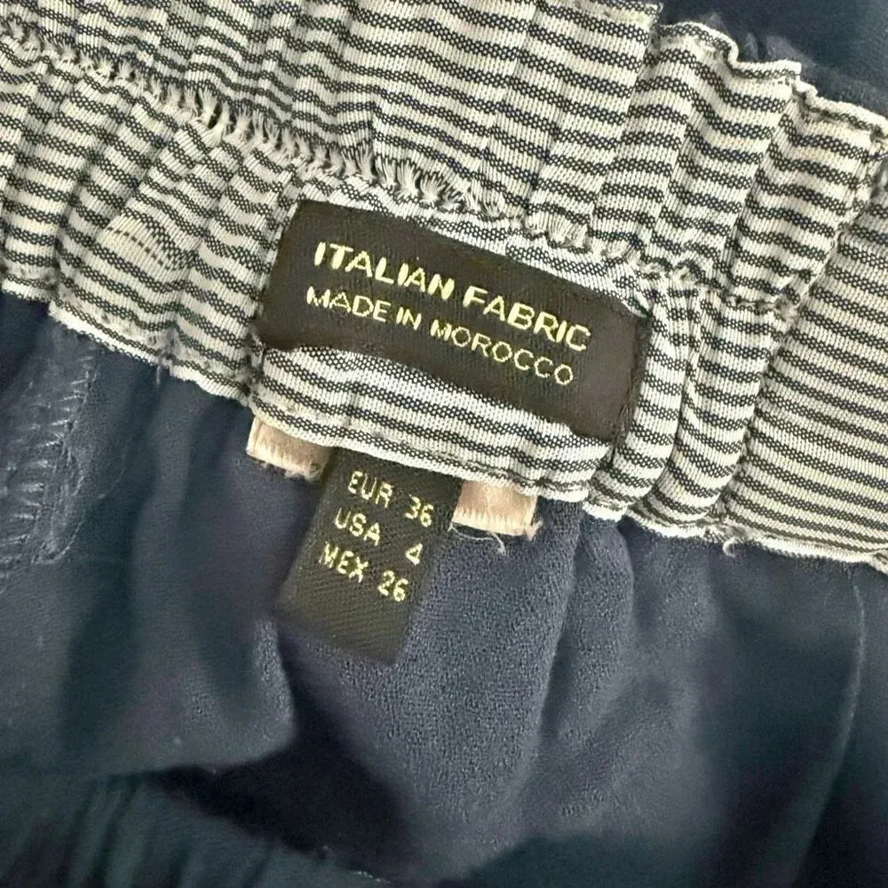 MASSIMO DUTTI | Wide-leg Trousers With Darts Pleats Navy Blue Viscose | Size 4 - Image 8