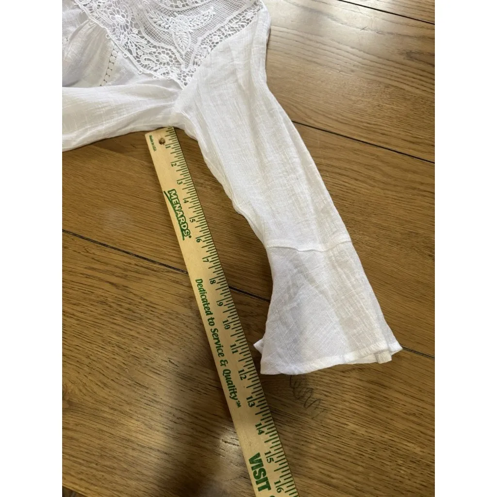 Zac & Rachel Floral Embroidered Tunic Top White Lightweight Flowing‎ Size Small - Image 7