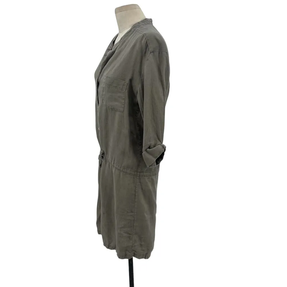 James Perse Linen Drawstring Shirt Dress Greystone Sage Green Size‎ 3 / US Large - Image 8