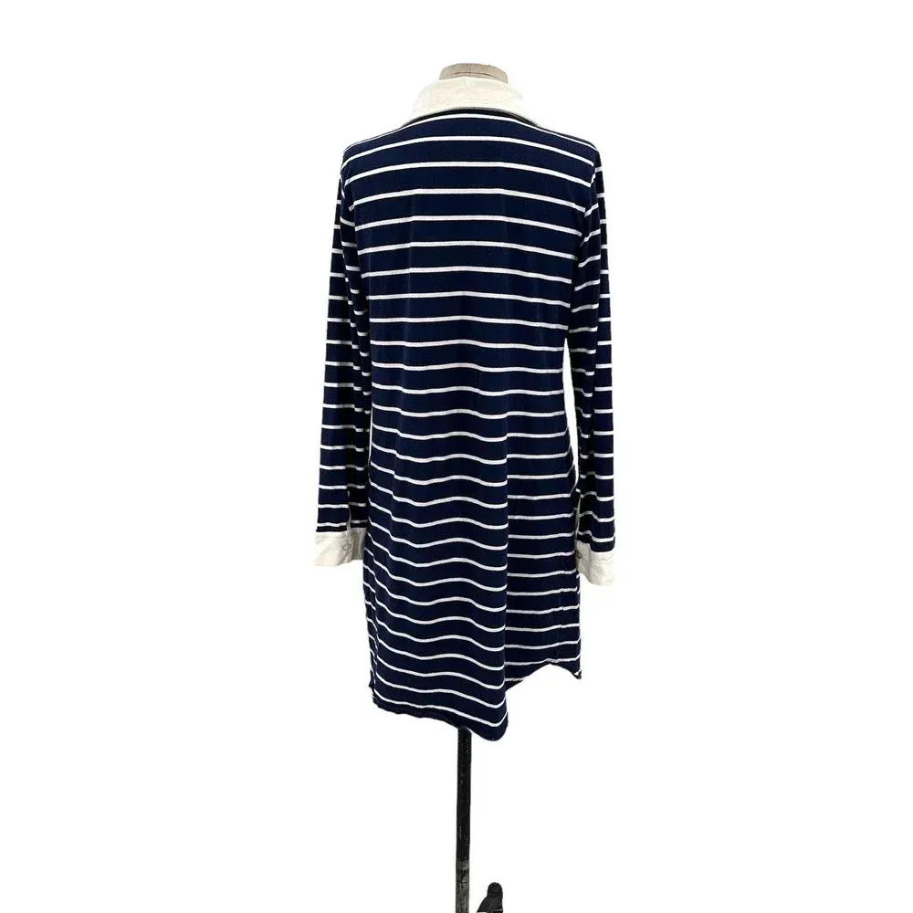 Coolibar Navy Blue Striped Polo‎ Long Sleeve Tunic Dress Size Small - Image 7