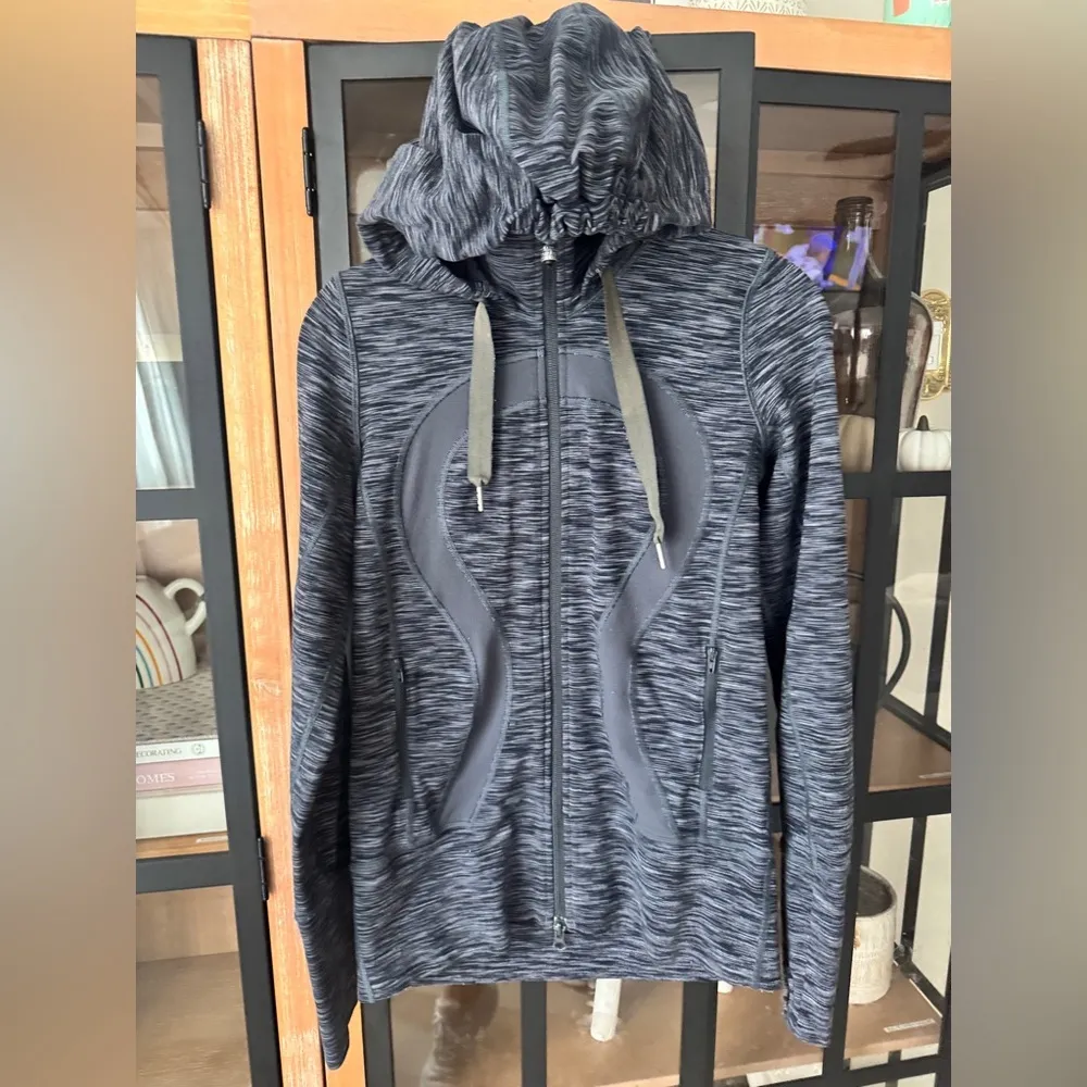 Lululemon Stride Jacket hoodie full zipper up Wren Space Dye heathered charcoal - Image 2