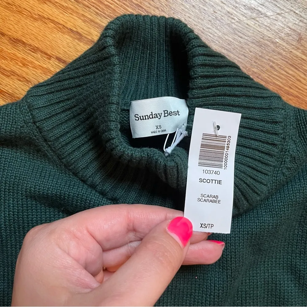 Aritzia Sunday Best scottie turtleneck sweater in scarab (dark green) size XS - Image 6