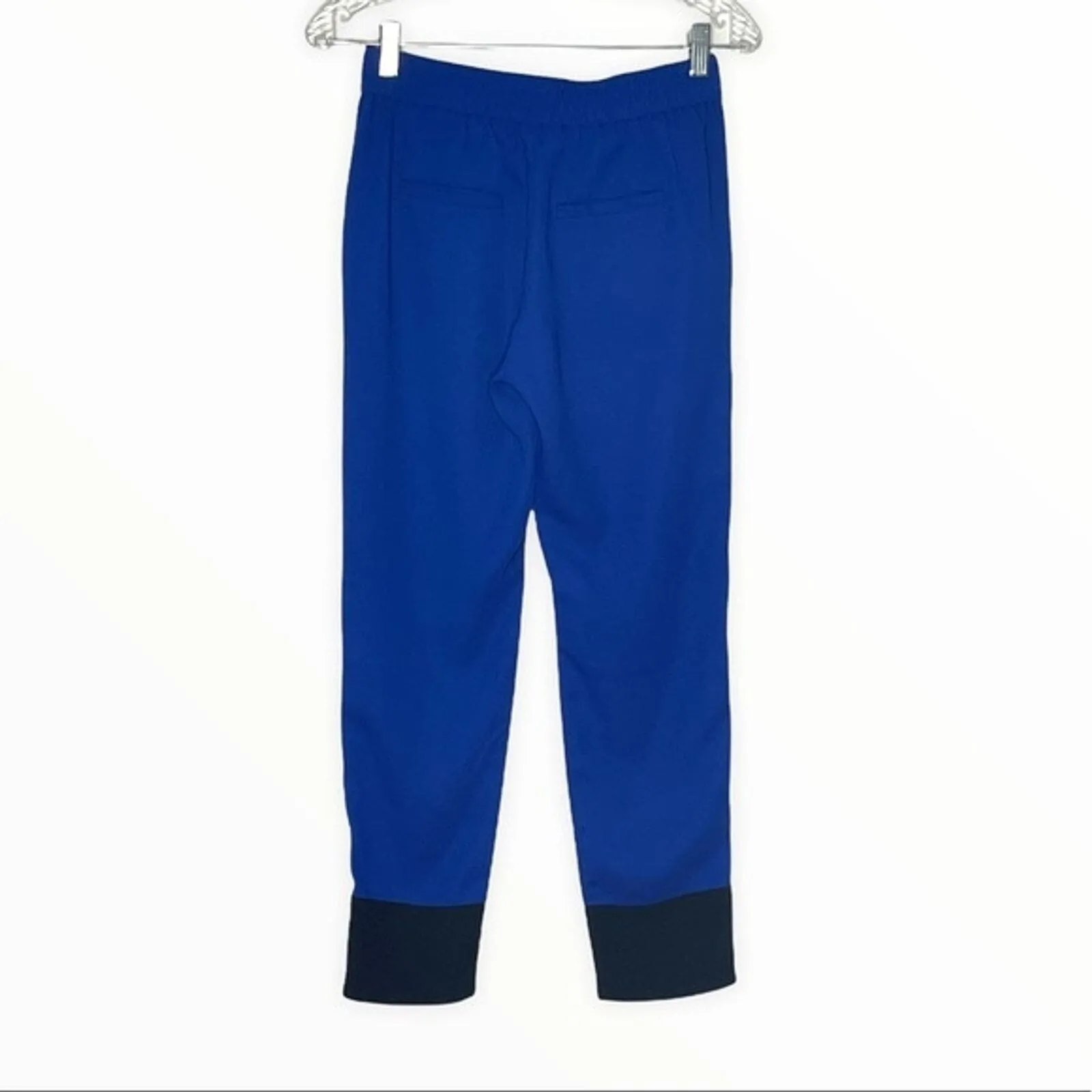 Banana Republic Pants‎ Womens 0 Petite Royal Blue Black Color Block Hems Preppy - Image 2