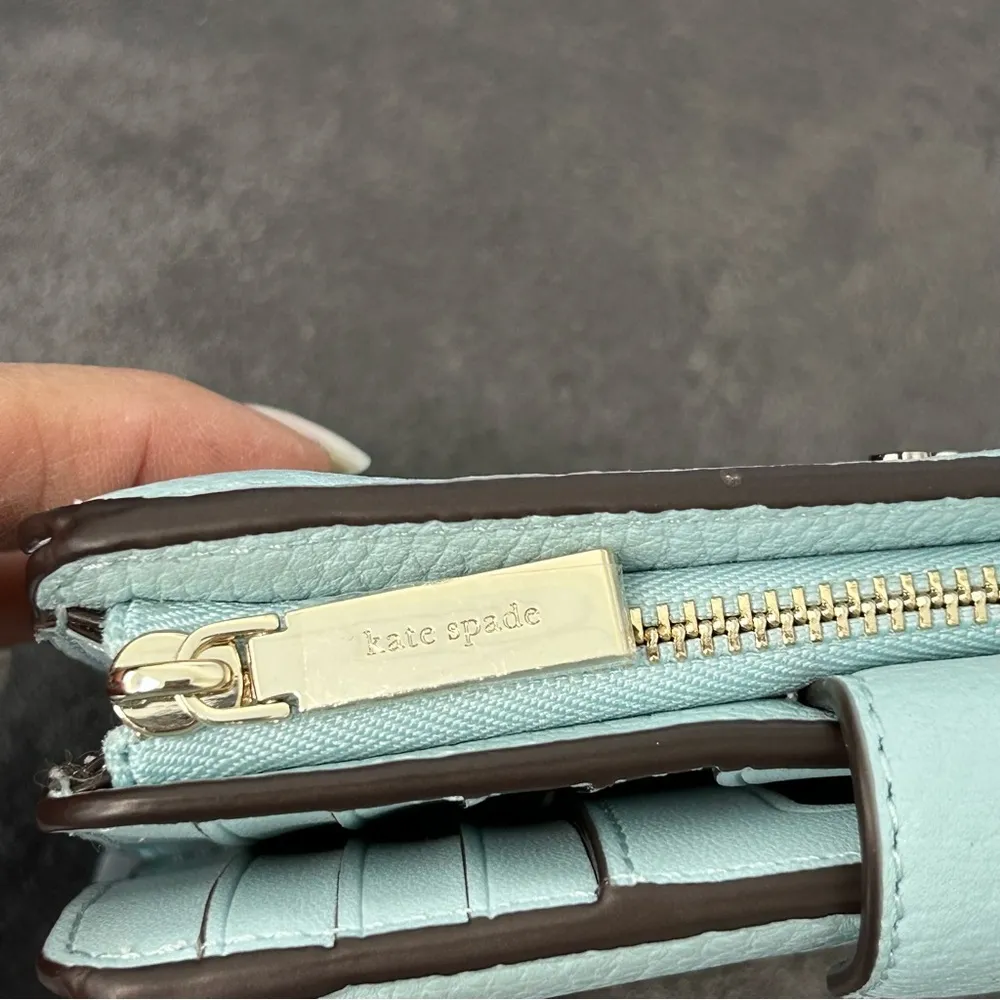 kate spade Leila Medium Compact Bifold Wallet Dewy Blue NWT - Image 10