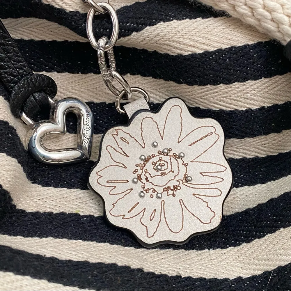 Retired BRIGHTON Sea Side Surf Black/White Striped Drawstring Shoulder Bag - Image 12