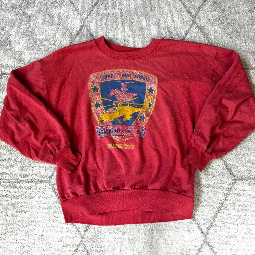 Vintage 80s Israel Air Force Graphic Apache Helicopter Sweatshirt Unisex Pink Size undefined - Image 7