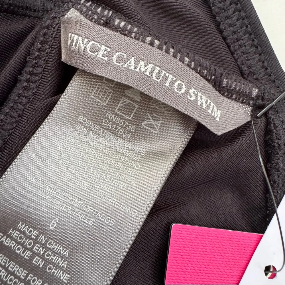 NWT Vince Camuto Tie Front Key Hole Halter One Piece Swimsuit Black Size 6 - Image 9