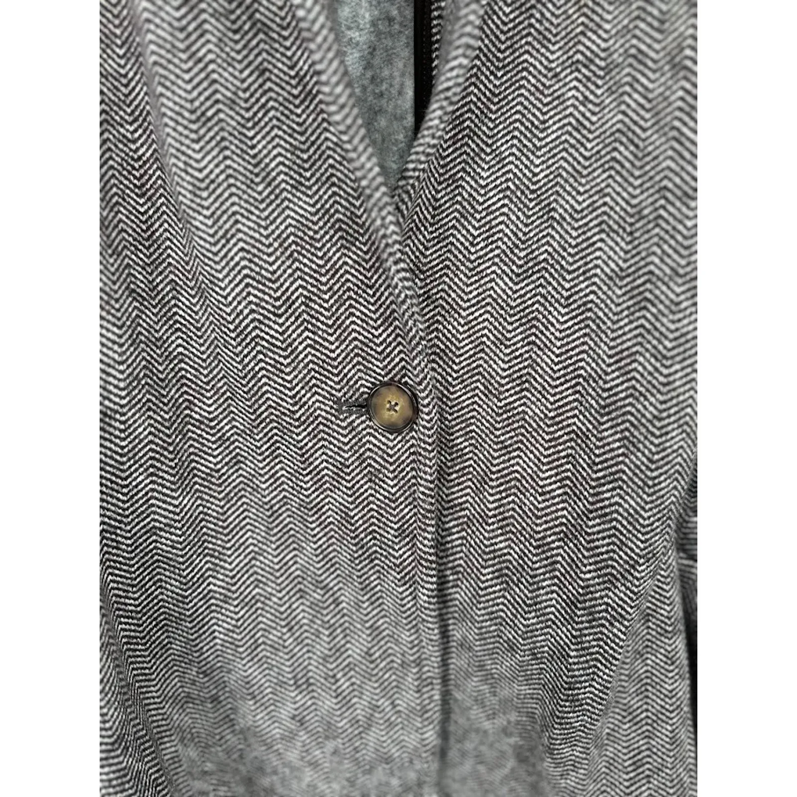 Lands End Sweatshirt Herringbone Blazer Jacket Womens Size 3X Brown White Career - Image 3