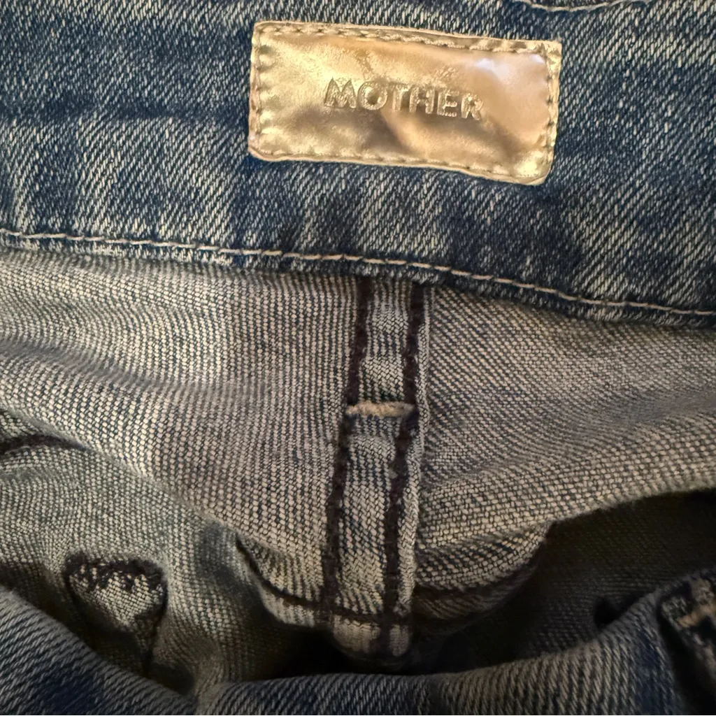 Mother The Looker Crop Distressed Medium Wash Jeans in‎ Graffiti Girl Sz 27 Blue - Image 7
