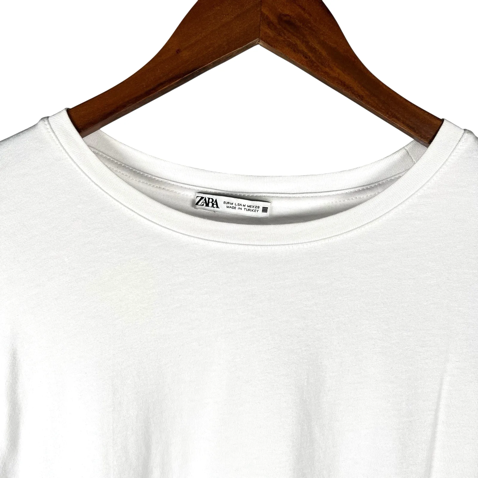 Zara Womens White Short Sleeve Shirt with Organza Balloon Sleeves Size Medium - Image 3