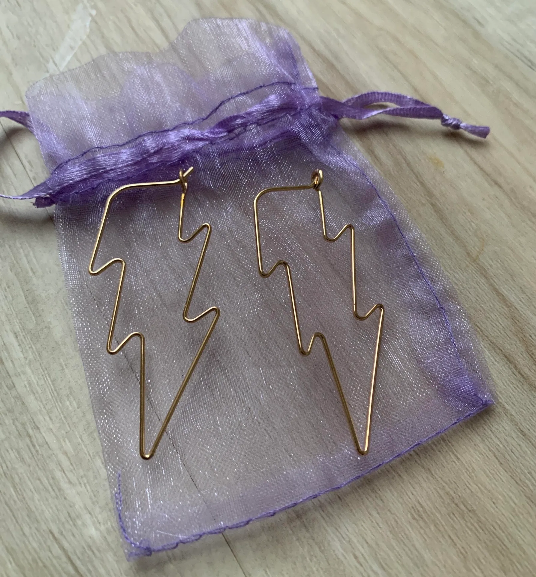 Lightning Bolt Earrings Gold - Image 3