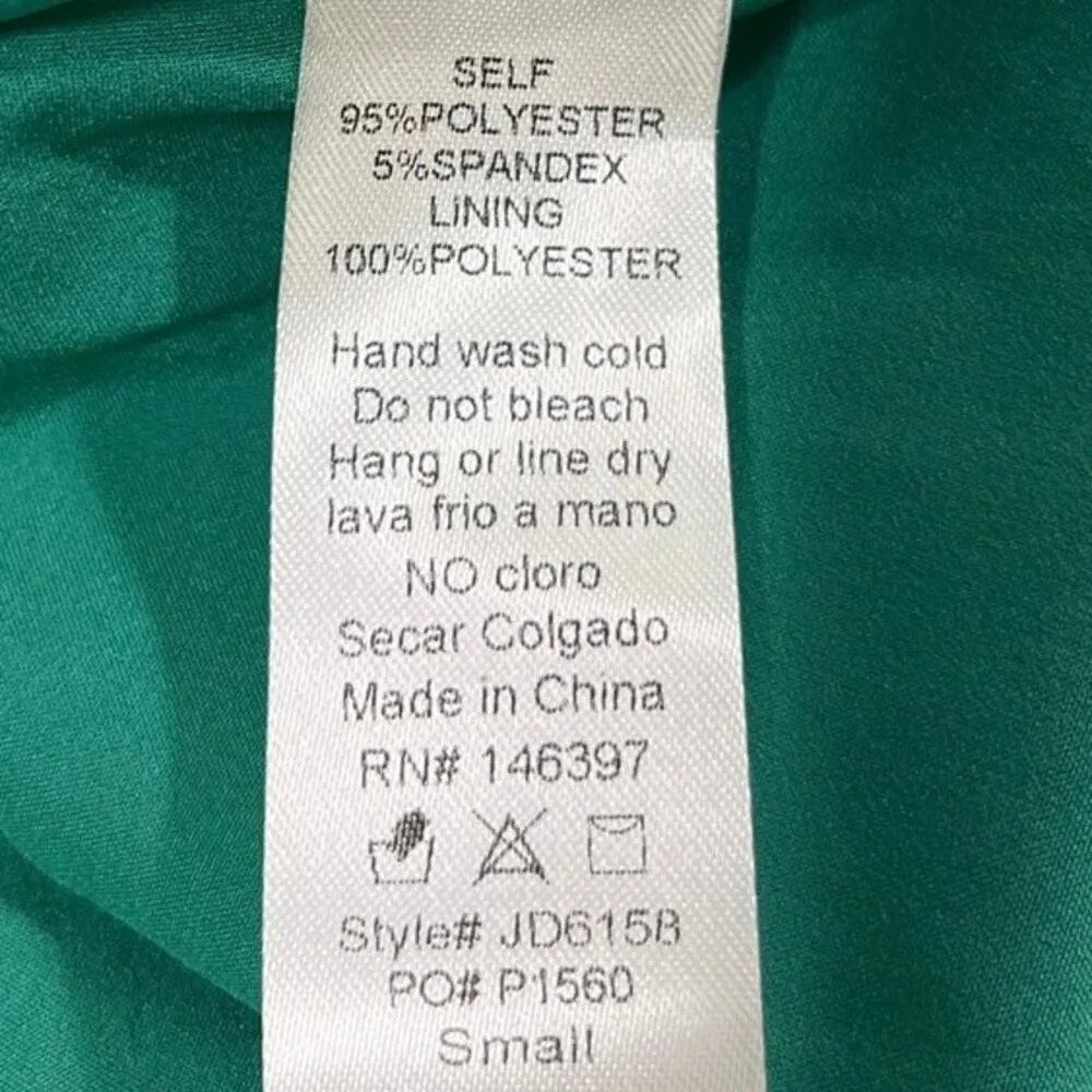 Endless Blu Green Silk Satin Spaghetti Cami Camisole Mini Fit & Flare Dress Sz S - Image 5