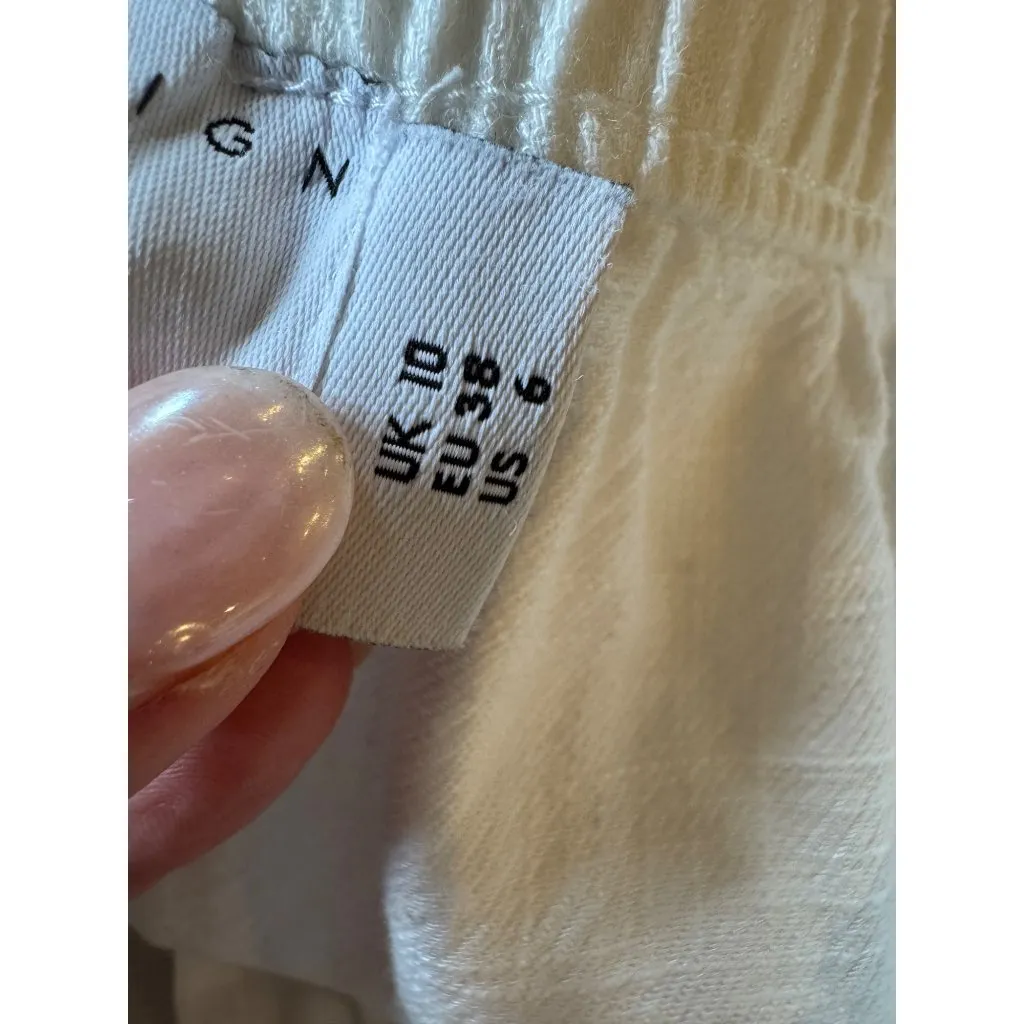 Asos Design Shorts Women 6 White Linen Blend Elastic Waist Ruffle Waist Preppy - Image 7