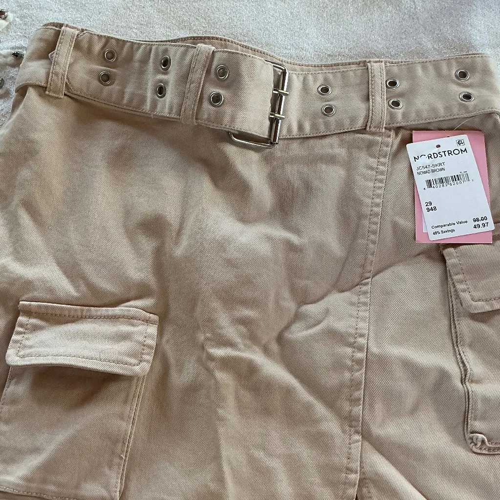 Juicy Couture Belted Cargo Mini Skirt in Nomad Brown Sz 29 NWT $98R - Image 5