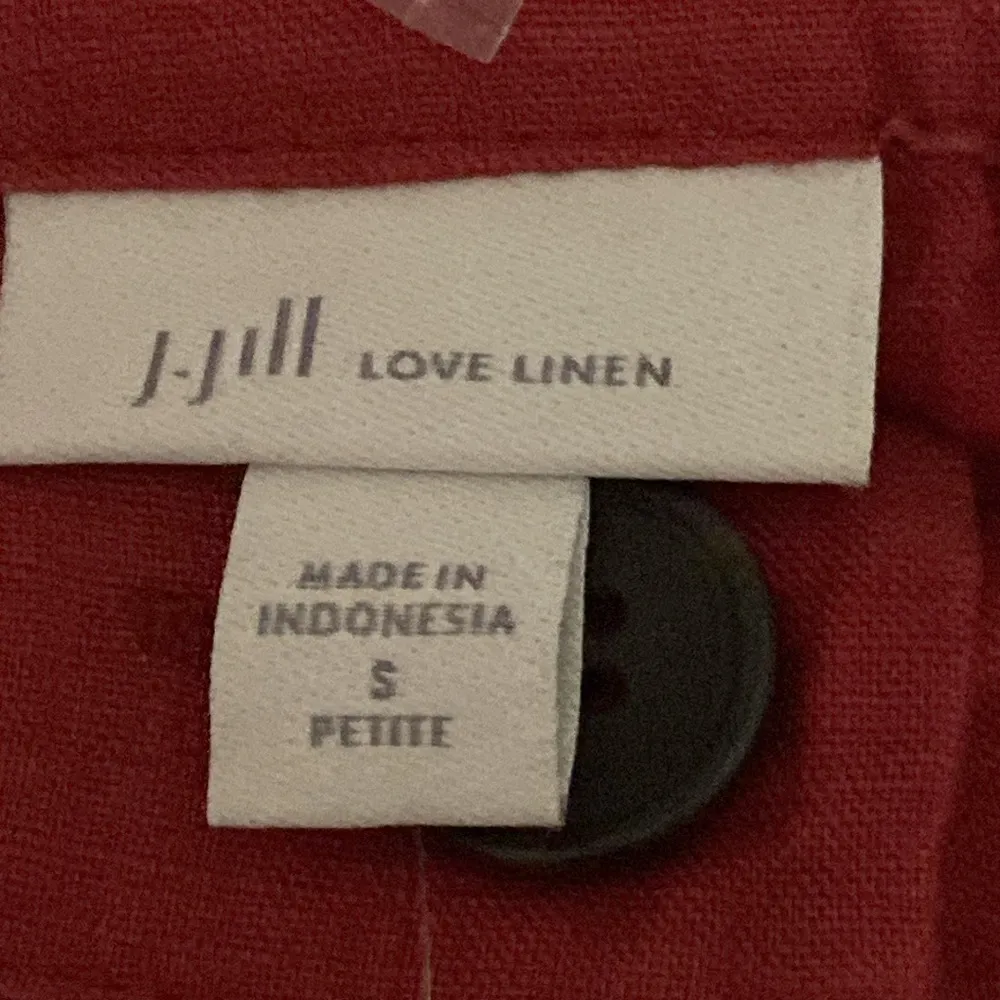 NWT J JILL 100% Linen SIZE Small Petite cape cod red Jumper Dress BUTTON FRONT - Image 4