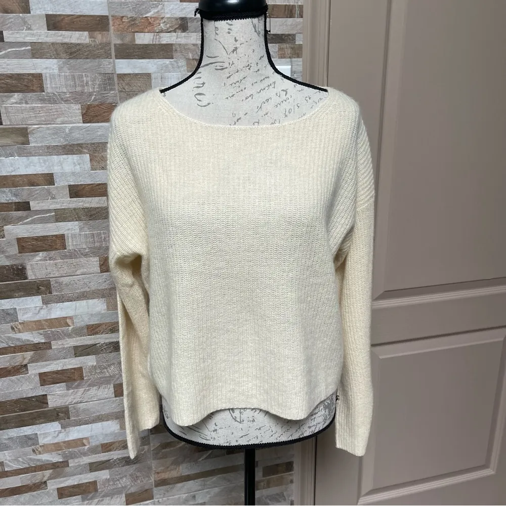 360 cashmere yellow/beige light weight knit cashmere pullover sweater Sz XS $334 - Image 3