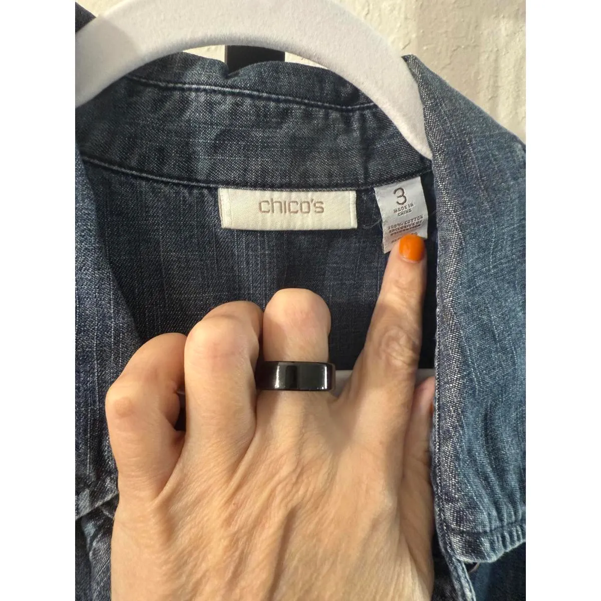 Chicos Women's Denim Shirt Button-Up Long Sleeve Denim Shirt 12 - Image 4